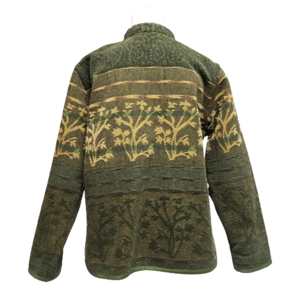 Vintage Dark Floral Jacket Size S Buttons Tapestry Forest Fairy Goblincore Boho - Picture 2 of 11
